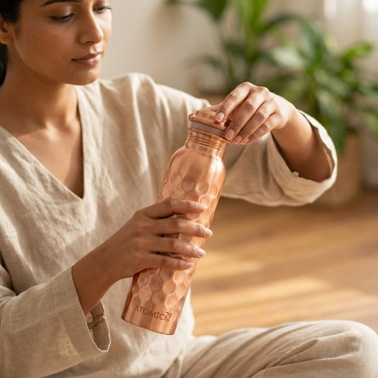 Honeycomb Pure Copper Water Bottle 950ml | DIAMOND