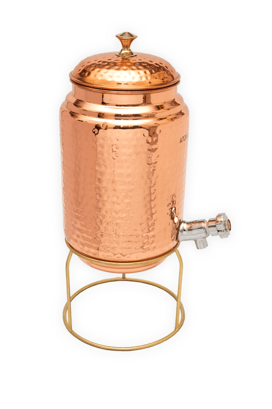 COPPER WATER DISPENSER WITH BRASS STAND 5L VOLUME