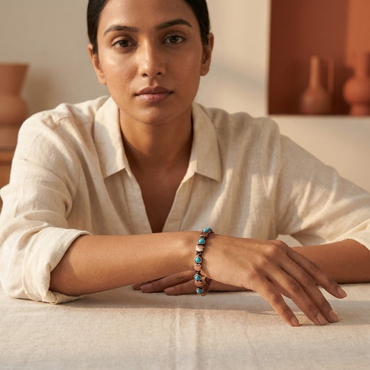 Flexi Aqua Heart Copper Magnetic Bracelet | Holistic Magnetic Wellness