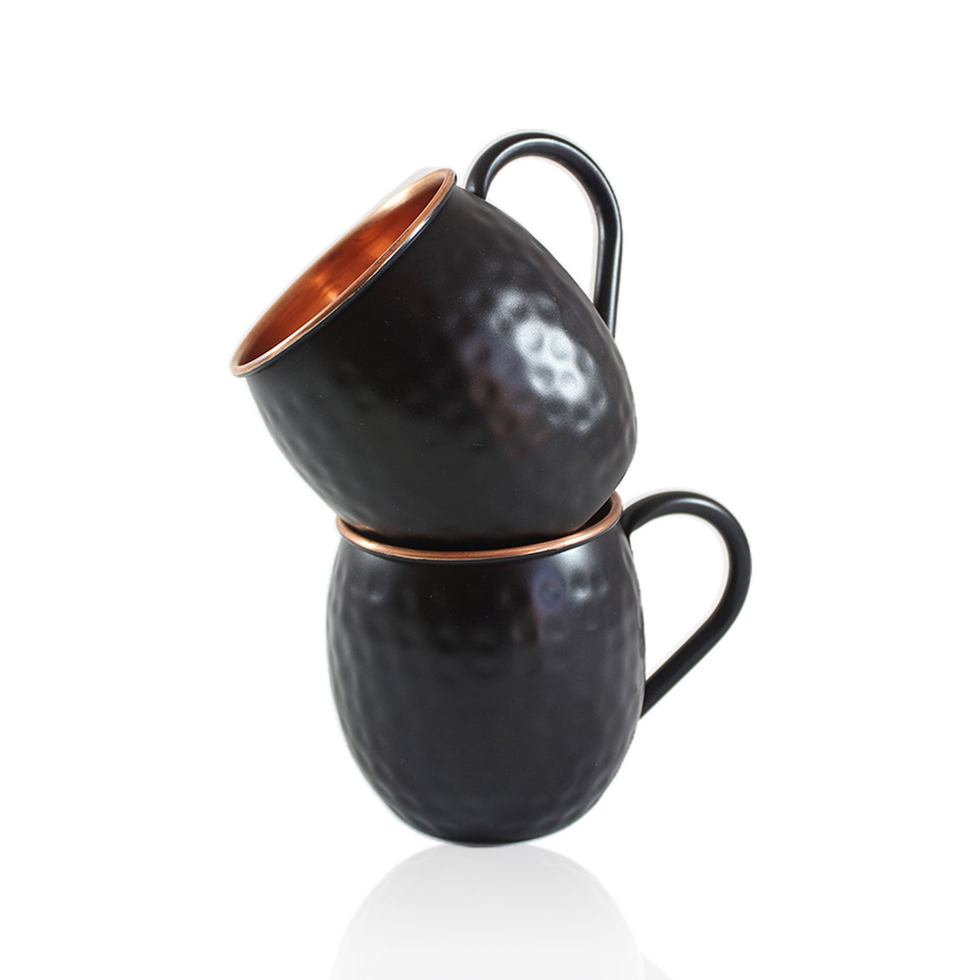 Premium Quality Hammered Copper Moscow Mule Mugs - Matte Black Finish set of 2 - Atomic29