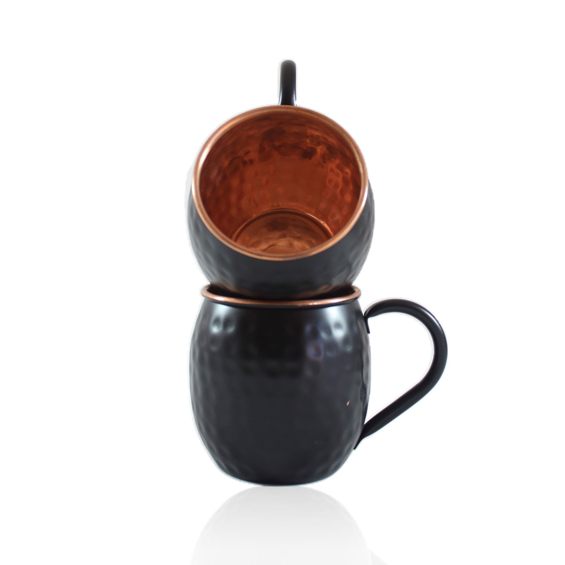 Premium Quality Hammered Copper Moscow Mule Mugs - Matte Black Finish set of 2 - Atomic29