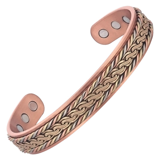 BRAIDED COPPER BRACELET WITH MAGNETS INERLOCK DESIGN BY ATOMIC29