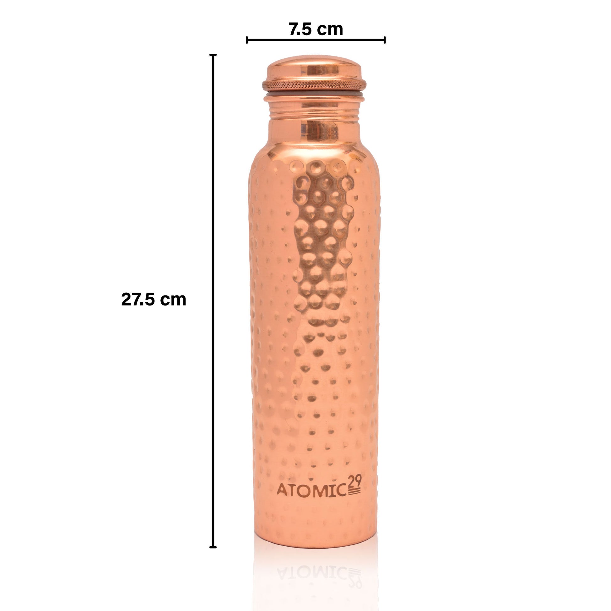 hammered copper water bottle dimension