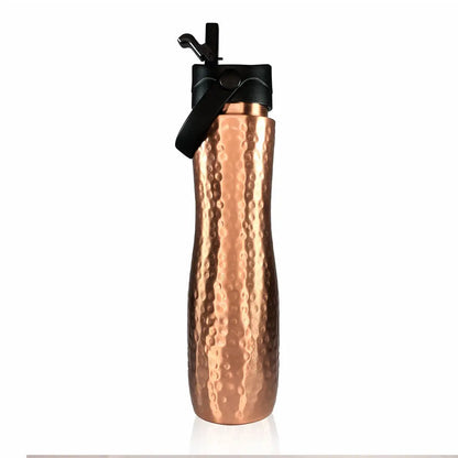 COPPER WATER BOTTLE HAMMERED SPORTS STRAW SIPPY LID DESIGN BY ATOMIC29