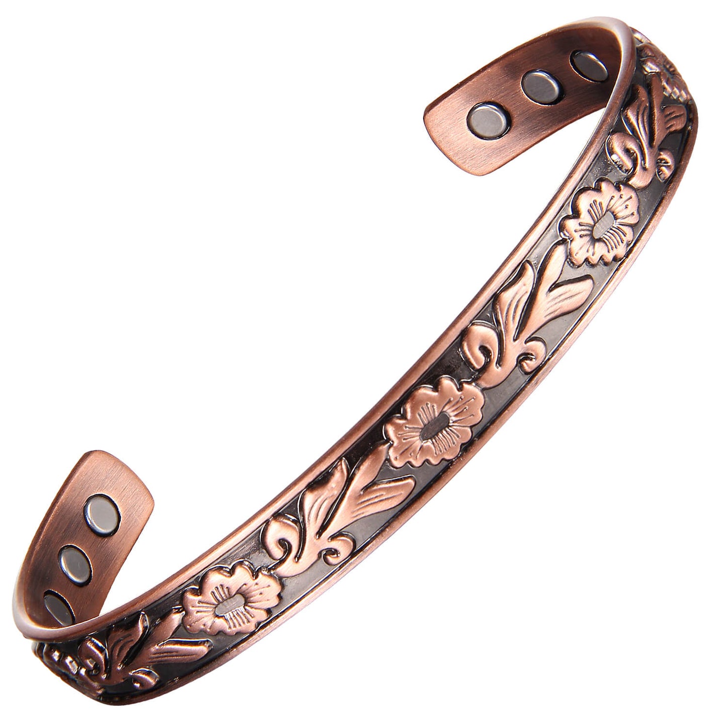COPPER BRACELET WITH MAGNETS FLORAL DESIGN BY ATOMIC29