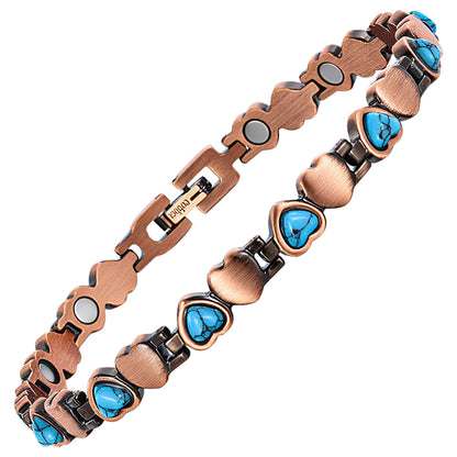 FLEXI COPPER BRACELET WITH MAGNETS AQUA HEART DESIGN BY ATOMIC29
