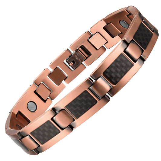 FLEXI COPPER BRACELET WITH MAGNETS CARBON FIBRE INLAY DESIGN BY ATOMIC29