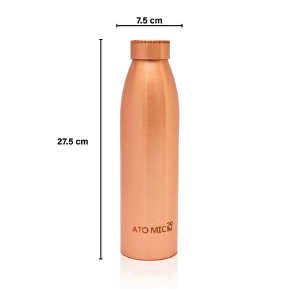 Pride pure Copper water bottle with dimensions labelled on a white background