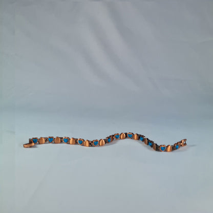 FLEXI COPPER BRACELET WITH MAGNETS AQUA HEART full front view