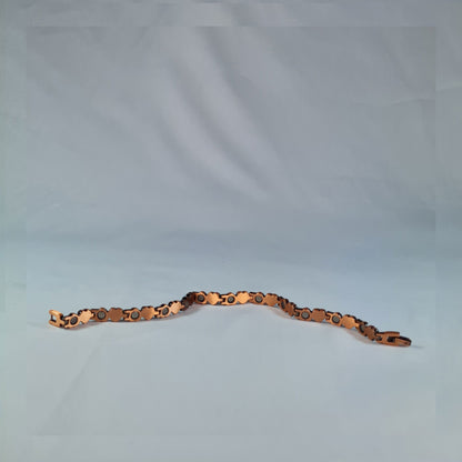 FLEXI COPPER BRACELET WITH MAGNETS AQUA HEART back full view