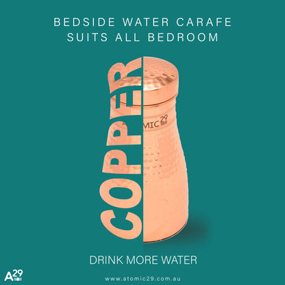 drink more water with atomic29 bedside copper carafe