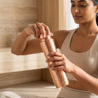 Curve Hammered Pure 1L Copper Water Bottle | Atomic29