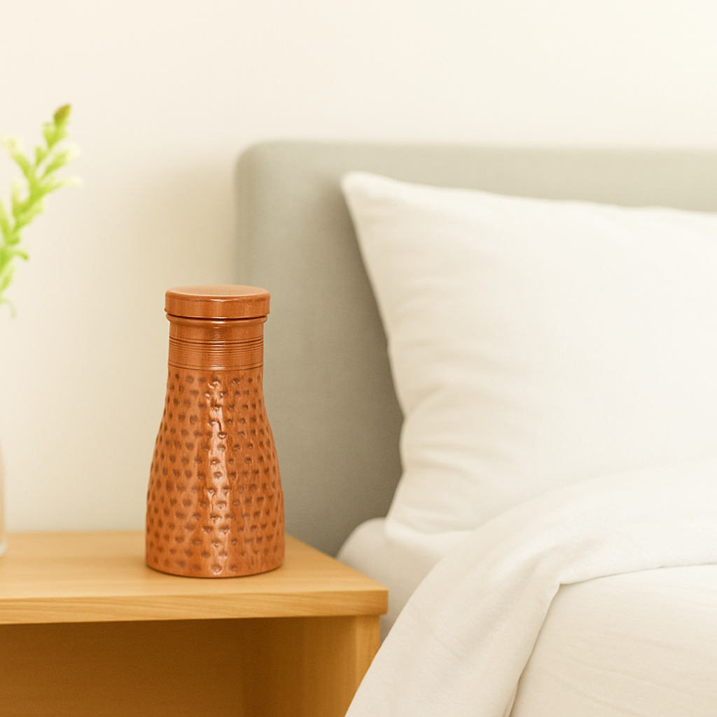 atomic29 copper carafe kept the bedside table