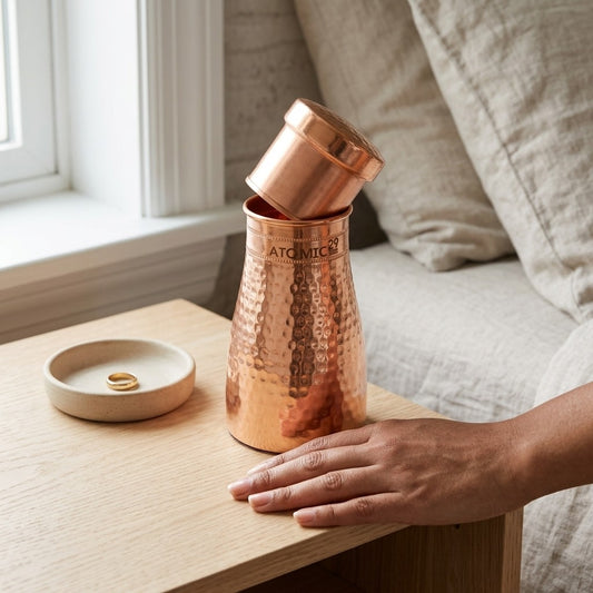 Pure Hammered Bedside Copper Carafe 1L | Crafted for rituals