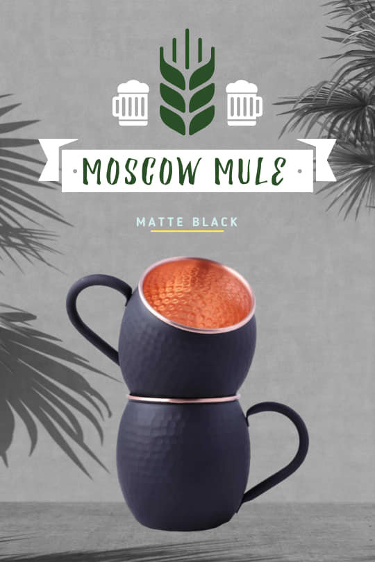matte black copper moscow mule 2 set stack on top of each other 