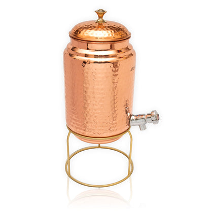 Authentic Copper Water Capsule Dispenser Matka Container 5L with brass stand - Atomic29