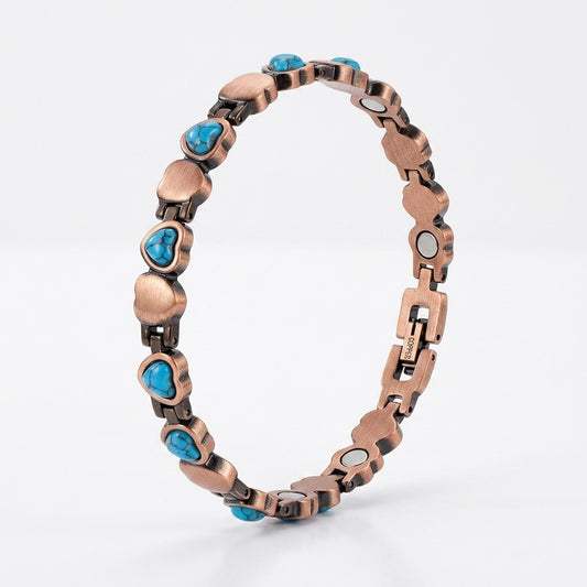 Flexi Aqua Heart Copper Magnetic Bracelet | Holistic Magnetic Wellness