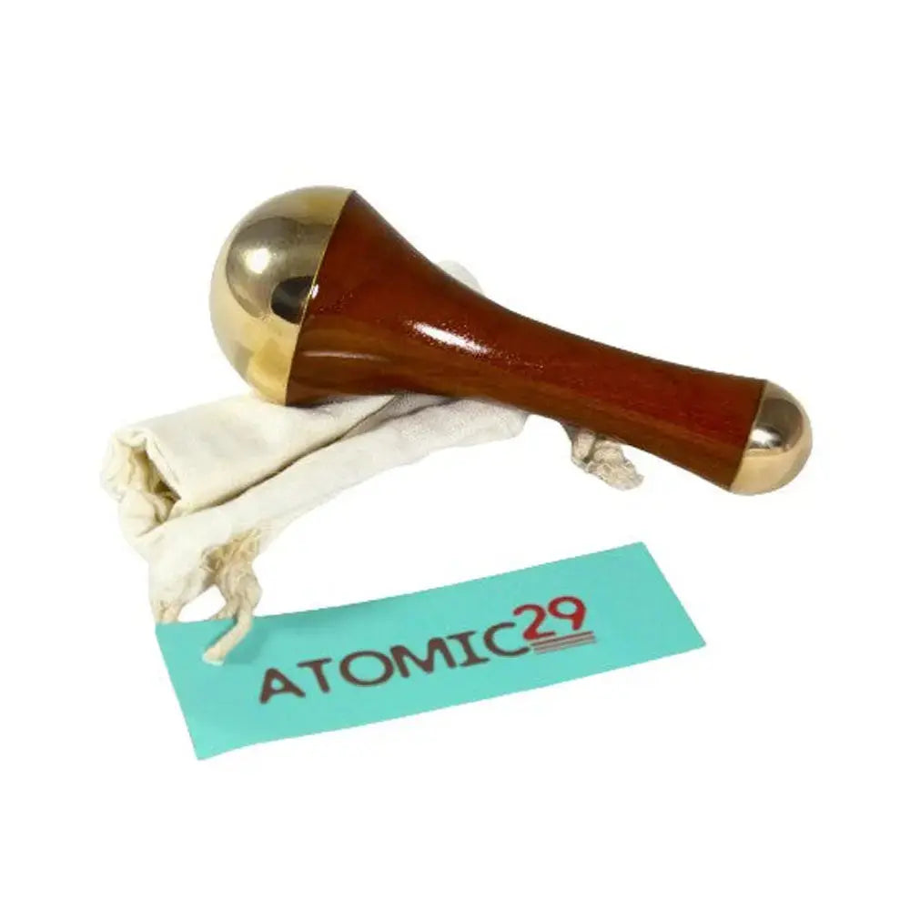 kansa and wooden mace with a white bag and 'Atomic29' tag on a white background