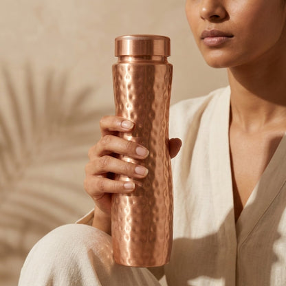 Curve Hammered Pure 1L Copper Water Bottle | Atomic29
