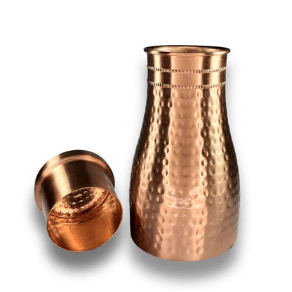 Copper Water Carafe with lid on side - Atomic29