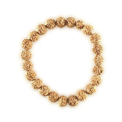 Bracelet made of rudraksha beads on a white background